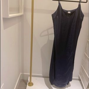 Aritzia Wilfred navy blue slip dress with slit
